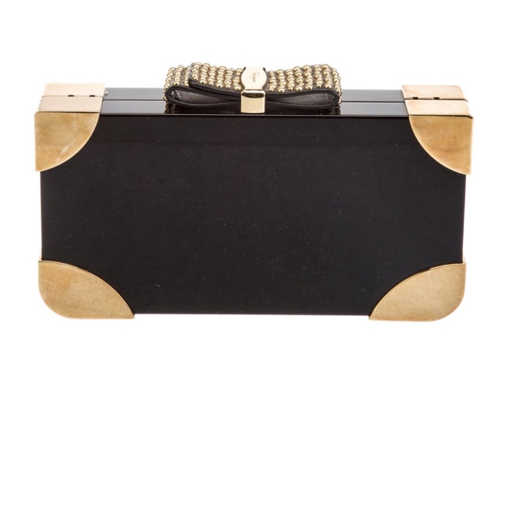 Salvatore Ferragamo Black and Gold Clutch